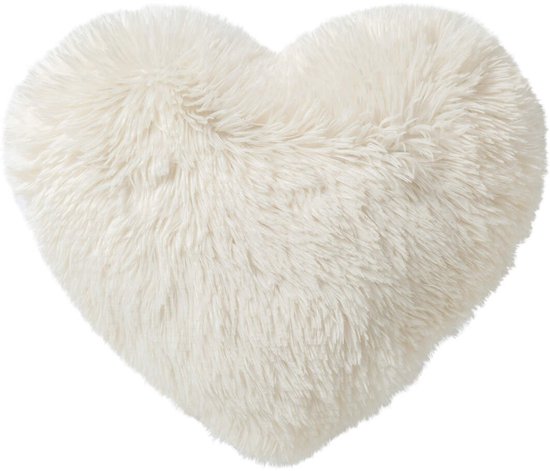 HART - sierkussen 40x45 cm - hartjeskussen - fluffy - Snow White - wit