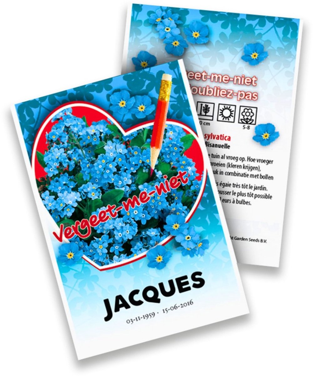 Vergeet-mij-nietje (Myosotis) - Vergeet-mij-Niet - zakjes persoonlijk bedrukt - 250 stuks - Bijen-Vlinders - Snijbloemen - (Ook)-Voor in huis