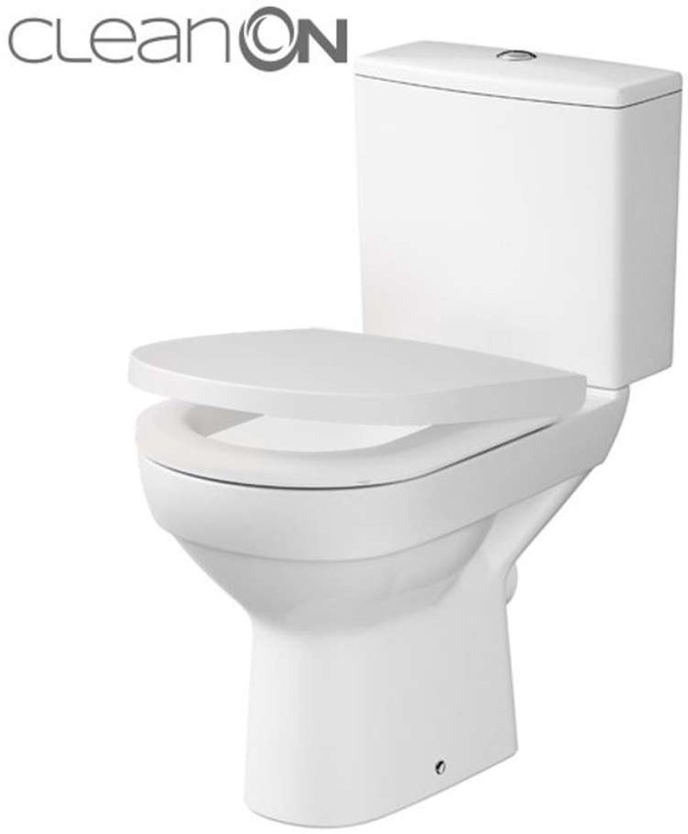 Cersanit City - Toilet-combi met SoftClose-zitting, afvoer achter, zijdelingse aanvoer, CleanOn, wit K35-035