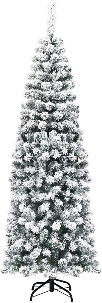 COSTWAY 180 cm, kunstkerstboom met sneeuw, kunstkerstboom met metalen standaard, pvc-naalden, kunstboom, Kerstmis, klapsysteem, groen (180 cm)