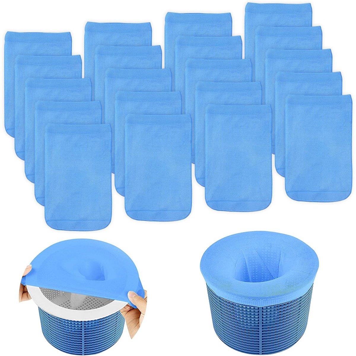 TOVBMUP 20 Stuks Poolskimmer Socken - Herbruikbare Zwembadfilter voor Skimmerkorf - Verwijdert Bladeren en Vuil - Geschikt voor Zwembadreiniging - Nylon Net - 13x22cm