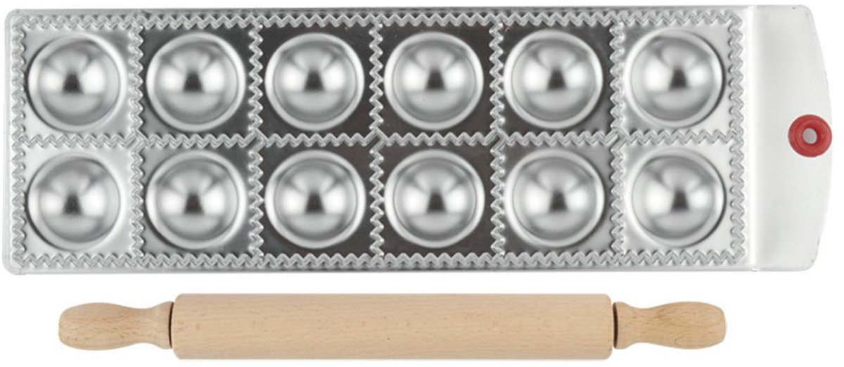 Hoogwaardige roestvrijstalen ravioli uitstekers met deegroller, FantasyDay set van 2 dumpling maker, pierogie ravioli vorm, dumpling vorm, tortellini vorm, ravioli stempel, ravioli uitsteker, gebak gereedschap