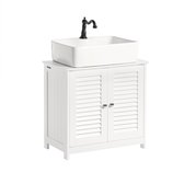 SoBuy Wastafelonderkast - Badkamermeubel met 2 Deuren en 2 Opbergplanken - Badkamerkast Wit, 60x35x58cm, FRG237-W