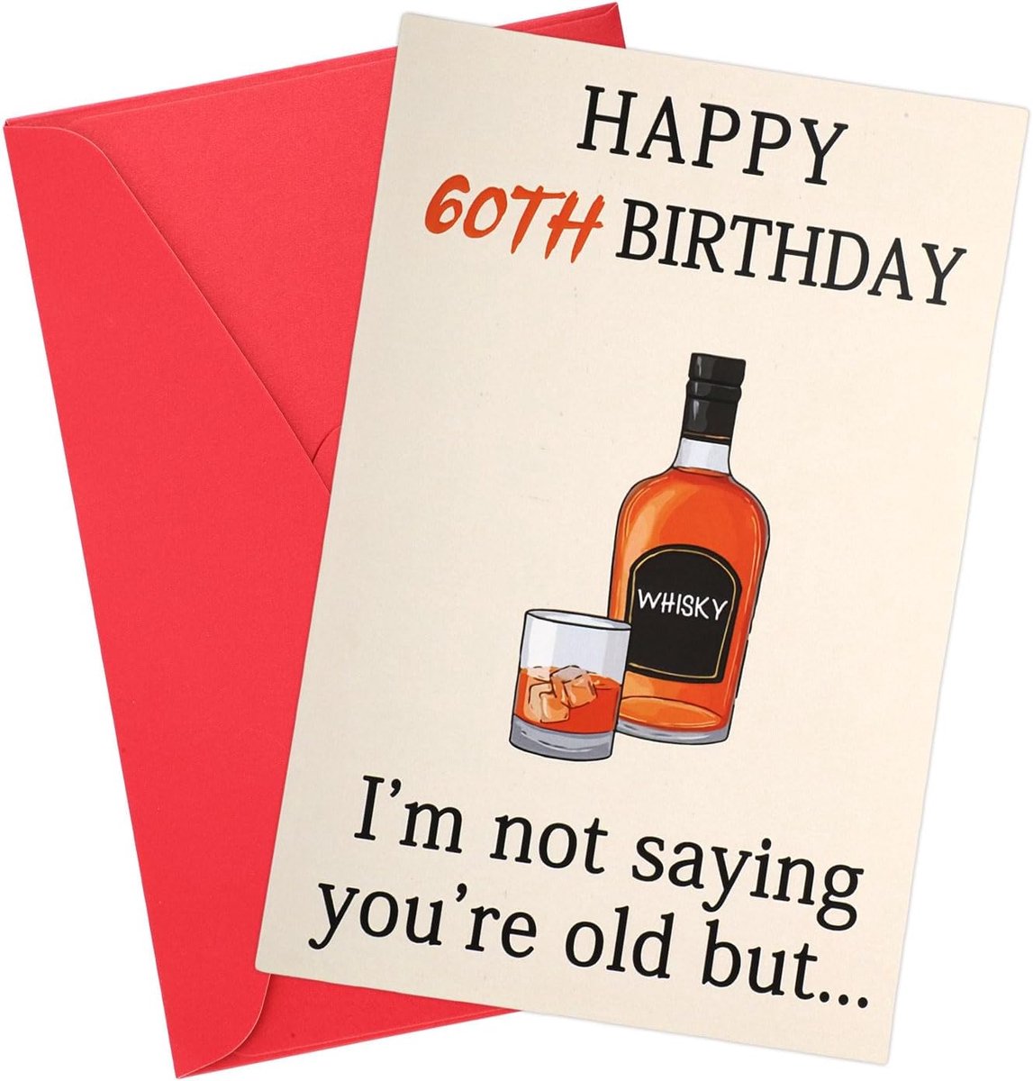 Grappige Whiskey Verjaardagskaart, 60e Verjaardagskaart Unieke 60e Whiskey Verjaardagsdecoraties voor Mannen Vrouwen Echtgenoot Vrouw Gelukkige 60 Jaar Oude Verjaardagskaart Cadeau