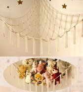 Knuffeldier Hangmat Netto Macrame Speelgoed Opslag Houder Wandmontage Handgemaakte Macrame Speelgoed Display Opknoping Pluche Speelgoed Netto Houder voor Kleine, Grote Pluches, Woondecoratie