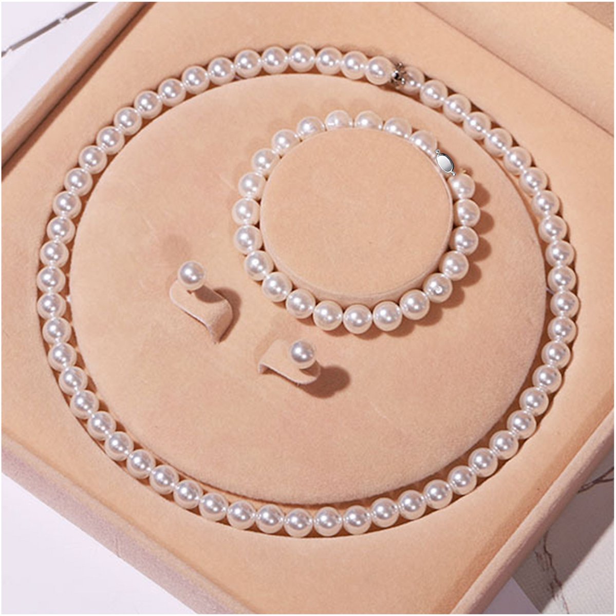 7-8mm - Natuurlijk schelpenparel ketting set - kerstcadeau -Natuurlijke parelketting - parelarmband - pareloorbellen - Bijoux - cadeau - Valentijnscadeaus - verjaardagscadeau - Kerstgeschenken