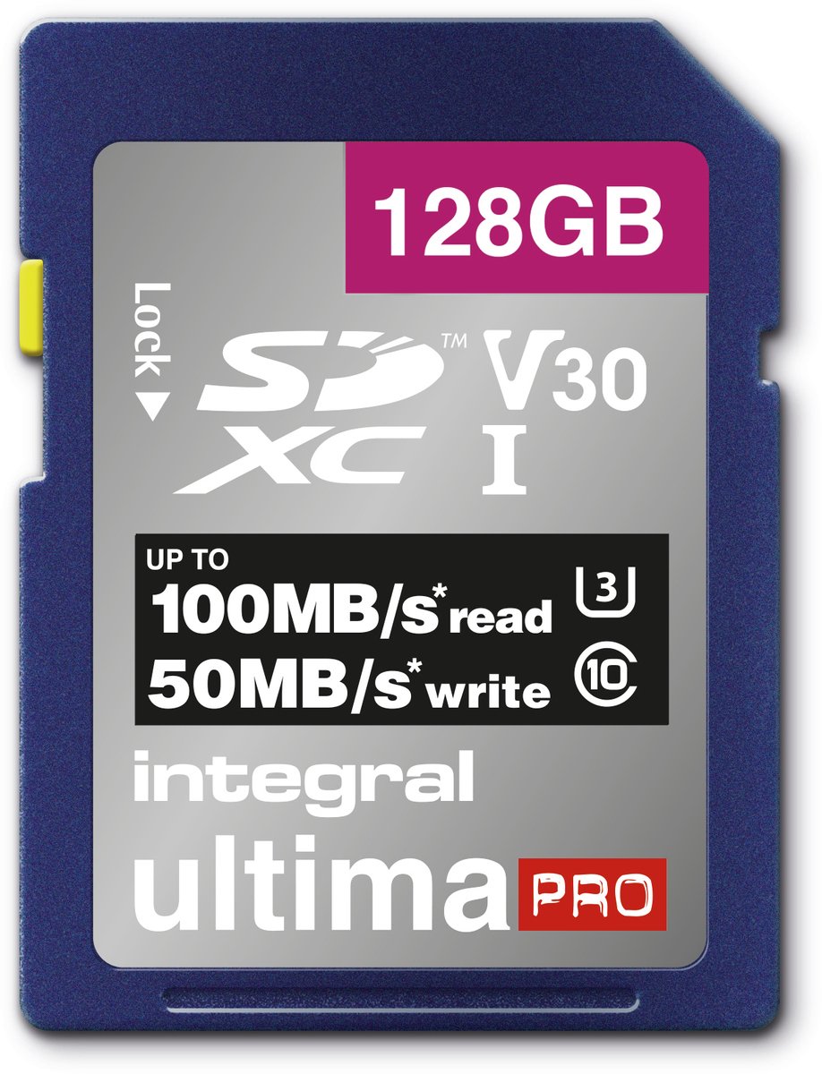 Geheugenkaart Integral SDXC V30 128GB