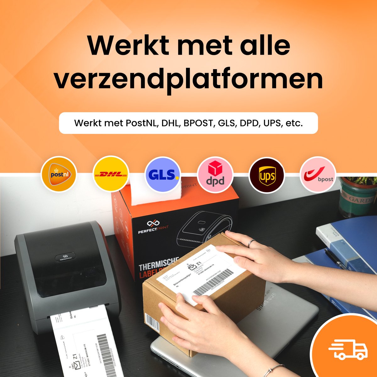 PerfectPrint Labelprinter - Labelmaker - Thermische Printer - Labelprinters - USB & Bluetooth Verbinding - Verzendlabel Printer PostNL & DHL + verzendetiketten — afbeelding 3