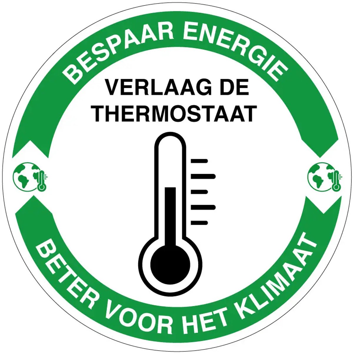 Verlaag de thermostaat energie besparen sticker | 15 cm