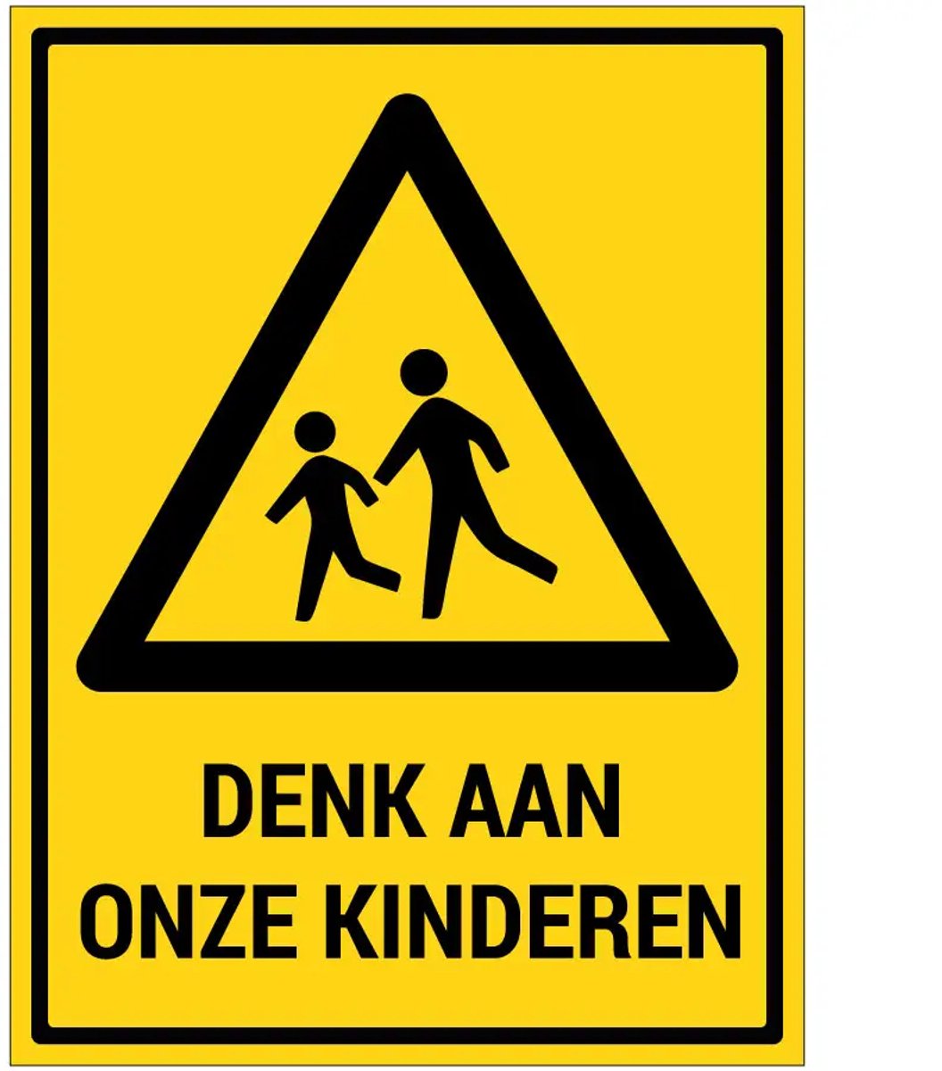 Denk aan onze kinderen bord met tekst | gecoat dibond materiaal | 28 x 21 cm