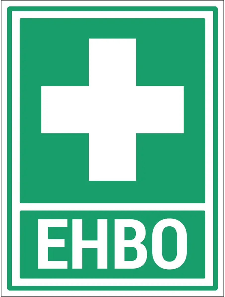 EHBO bord met tekst | gecoat dibond materiaal | 20 x 15 cm