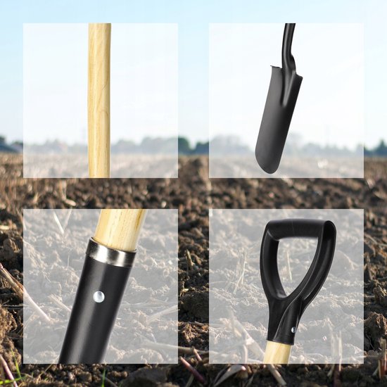 KADAX Spade, drainagespade met D-handgreep, schep van staal, punt schep met steel van hout, tuinspade voor het graven van gaten graven, planten van bomen, struiken (120 cm) van KADAX — afbeelding 3