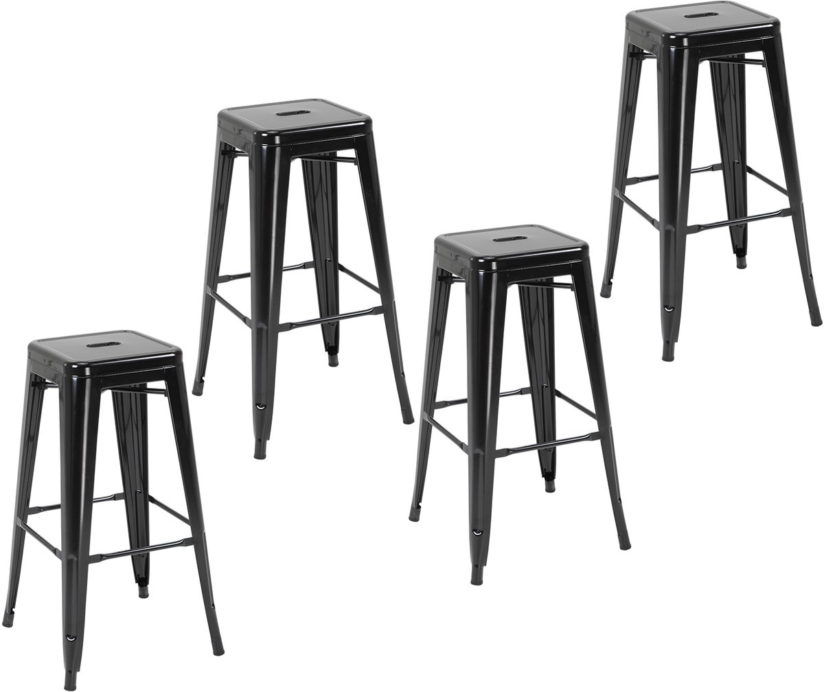 Homcom Barkruk-43x43x76cm-Metaal-Zwart