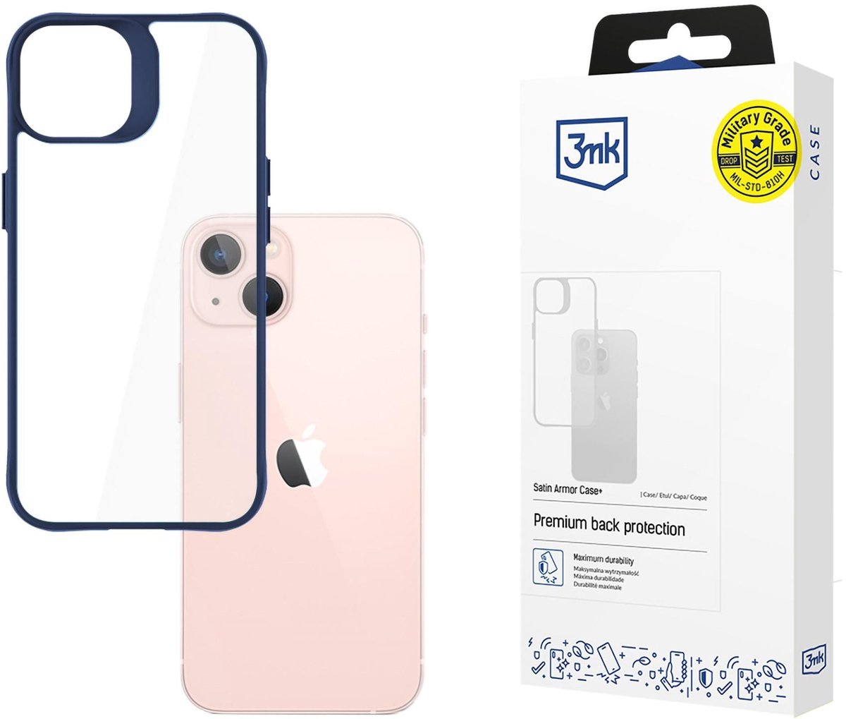 Apple iPhone 14 - 3mk Satin Armor Case+ Blauw