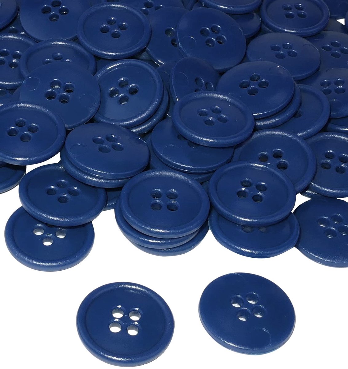 AERZETIX - C56521 - Set van 100 naaiknopen, rond, Ø20x3 mm, met 4 gaten - kleur donkerblauw 32L L32 - gemaakt van kunststof - opening 3 mm - fournituren naaien kleding mode breien decoratie