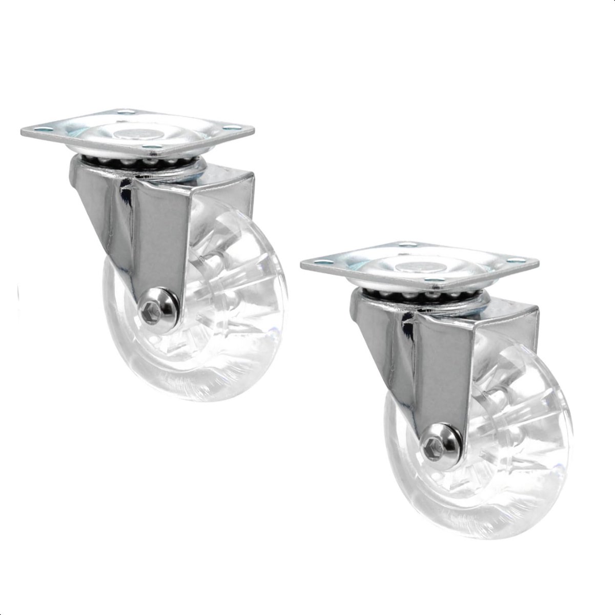 WAGNER design zwenkwiel - SKATER WHEEL - 2-delige set - transparant wiel, hoogglans gepolijste behuizing, diameter 50 mm, inclusief montageplaat, draagvermogen 40 kg - 03108502