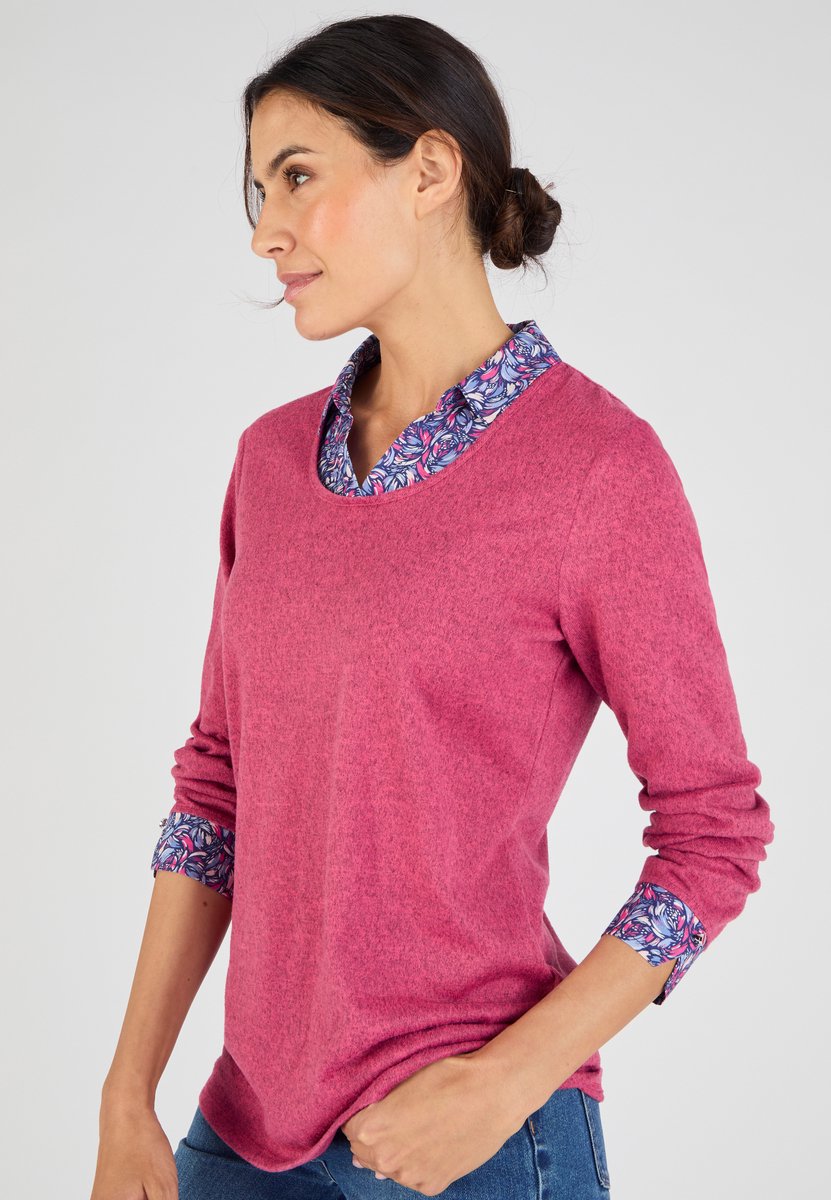 Damart - T-shirt 2-in-1 effect warm tricot - Dames - Roze - XS