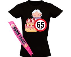 Verjaardag 65 JAAR Dames T-shirt en Sjerp - Oude Taart - Shirt - Jarig