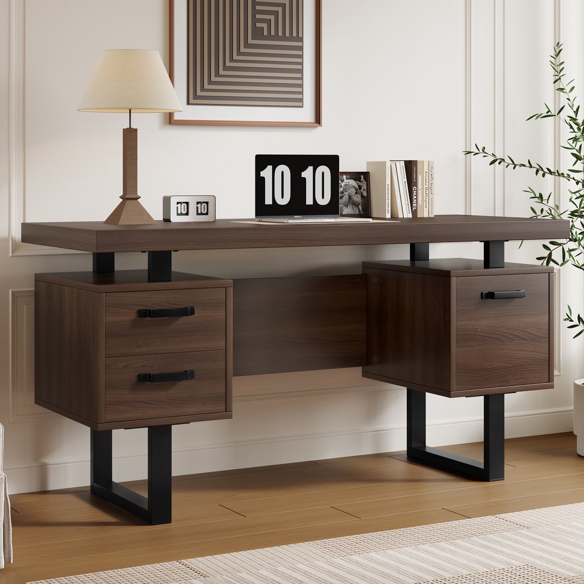 Sweiko Bureau - MDF + Staal - Documentenlade - Bruin