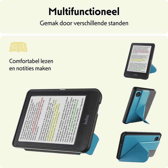 Hoesje Geschikt voor Kobo Clara Colour Hoes Bescherm Hoesje Case Sleep Cover Trifold - Hoes Geschikt voor Kobo Clara Colour Hoesje - Turquoise van Merkloos — afbeelding 3
