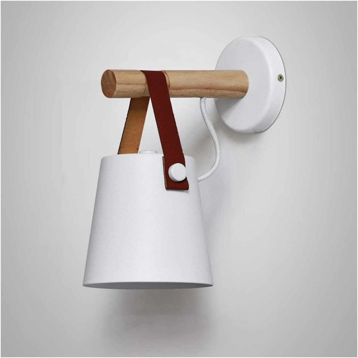 Moderne LED-wandlampen, Europese E27-wandlamp met riem, eenvoudige moderne massief houten bedlamp, creatief metaal, ijzer, gangpad, studeerkamer, decoratieve wandlantaarn, entree, trap