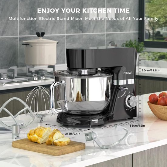 RFWR® Keukenmachine 6,2 L - Mengmachine en Kneedmachine met 1500 W en 6 + 1 Snelheden van RFWR — afbeelding 2