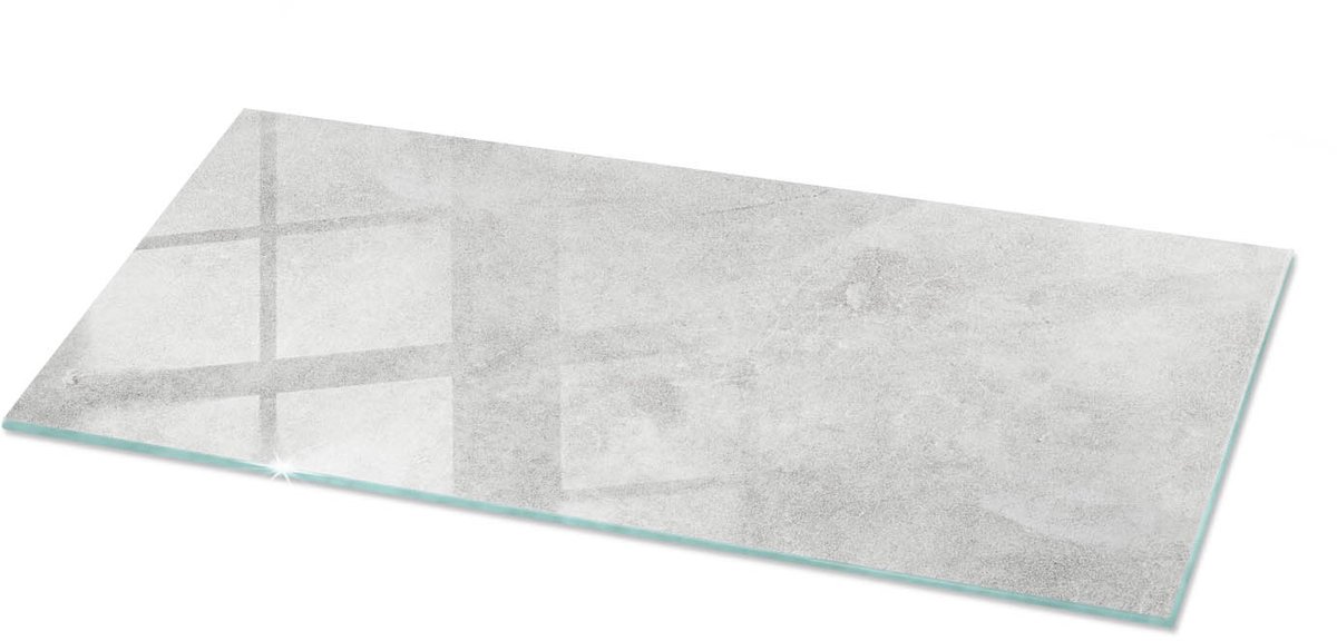 Tulup Tafelblad Glas - Betontextuur Met Scheuren Glazen Plaat - 125 cm x 50 cm - Grijs Glasplaat Tafel - Rechthoekig Tafelblad Glas - Glazen Tafelblad Geschikt voor de Keukentafel - Gehard Glas