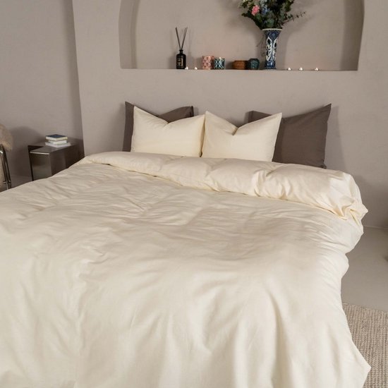 Kayori Kai Dekbedovertrek Katoen - 240x200-220 + 2 slopen - Lits-jumeaux - Biologisch Katoen - Offwhite van Merkloos — afbeelding 4