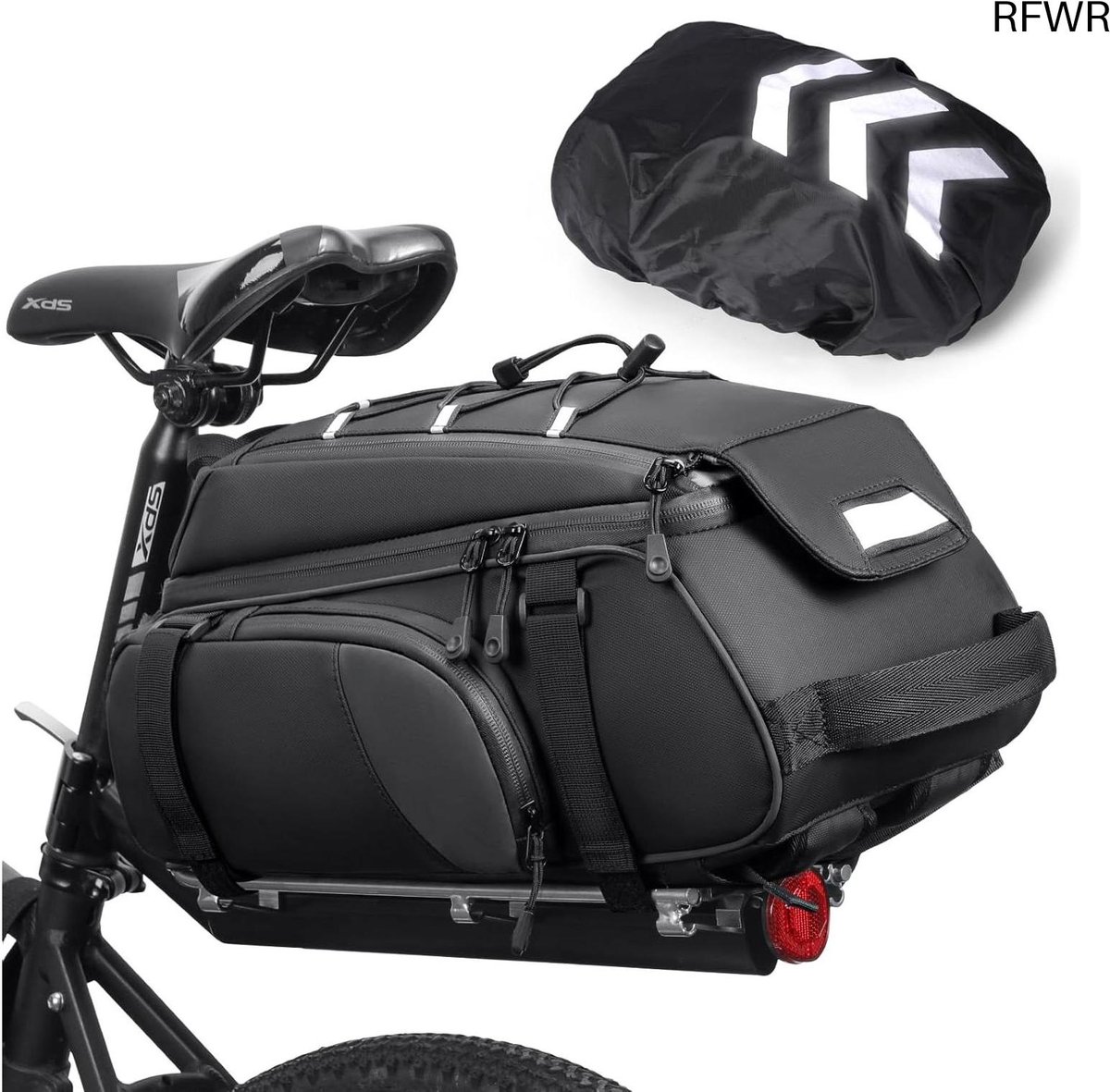 RFWR® Waterdichte 4 in 1 Fietstas 15L met Rugzakfunctie en Reflecterende Strepen