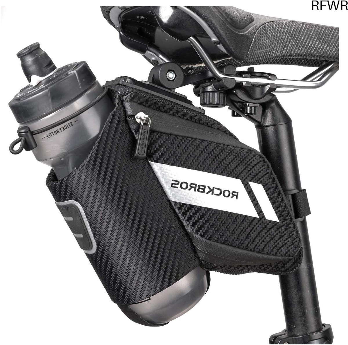 RFWR® Fietszadeltas met Flessenhouder en Reflectoren voor Mountainbike en Racefiets - Opvouwbaar en Waterdicht - Capaciteit 1L