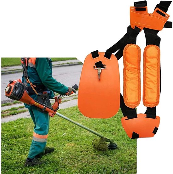 Verstelbare grasmaaierriem - Grasmaaierriem - Dubbele riem - Bosmaaierriem - geschikt voor bosmaaier, kettingzaag en grasmaaier - Voor comfortabel en efficiënt tuinieren - Oranje van Merkloos	 — afbeelding 5