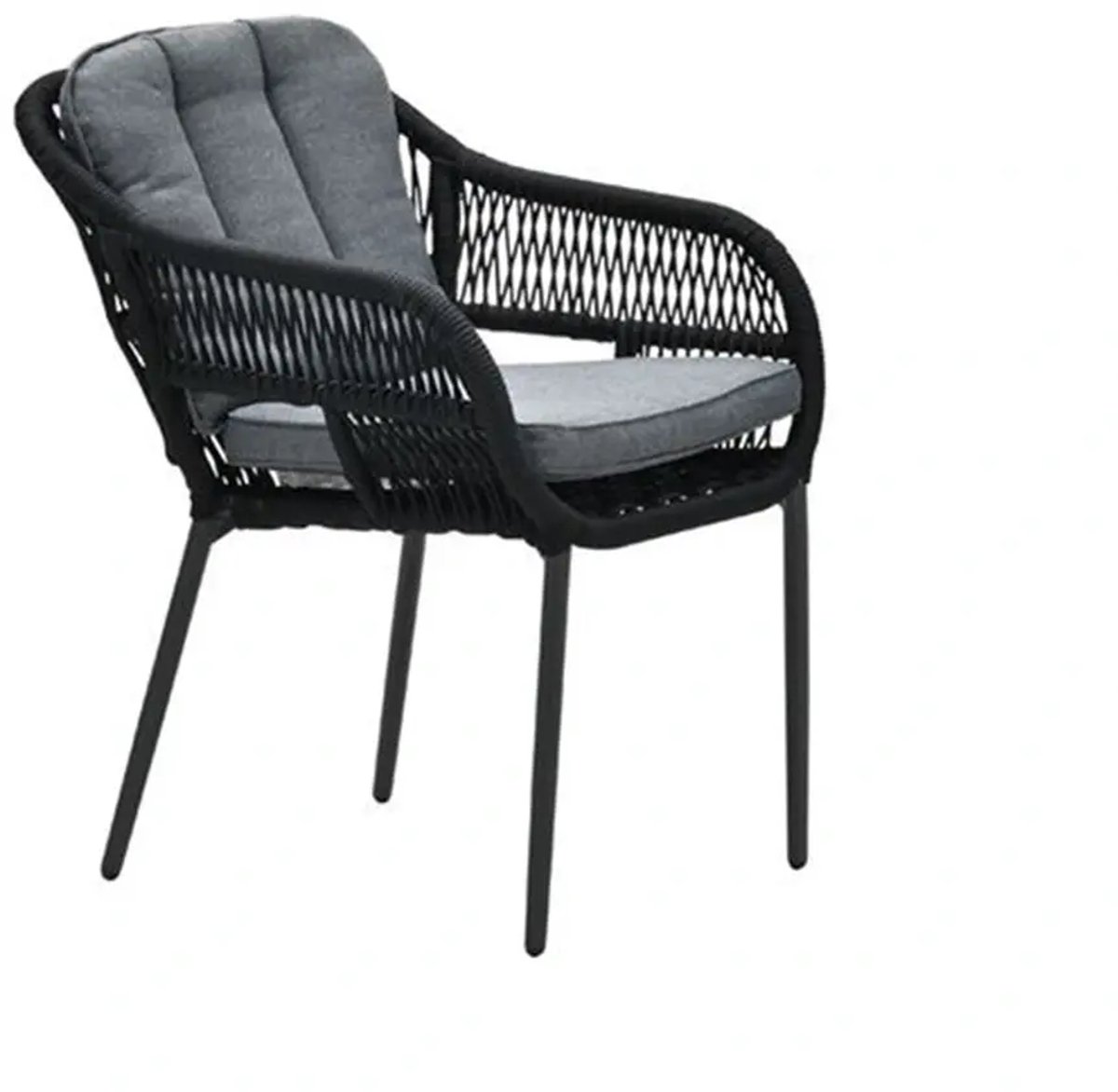 Pescara dining fauteuil - carbon black -rope black - mystic grey