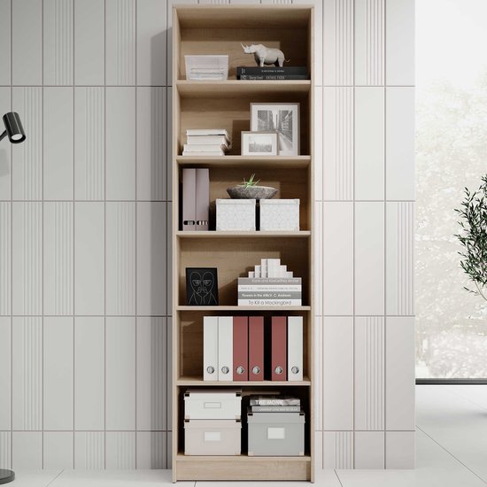Bibliothèque Viviane 60x202cm - chêne - Bega Consult - Armoires hautes - Brun - Panneaux de particules - Armoires hautes