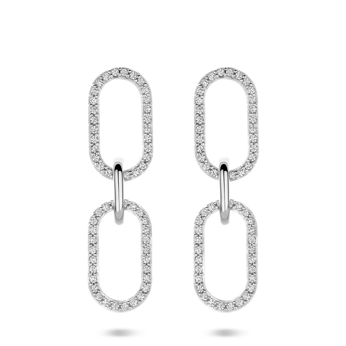 Zilveren gerhodineerde oorhangers zirkonia 33 mm - 1340973