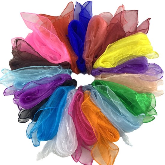 Foulards de jonglage Tovbmup - Foulards de danse colorés en mousseline - Foulards de danse pour tout-petits et adultes - Idéals pour la danse, la jonglerie et les activités sensorielles - Lot de 18 - 60 x 60 cm