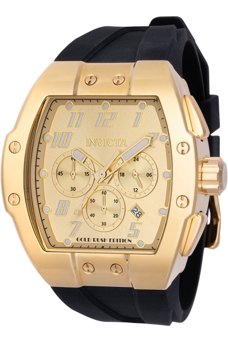 Invicta Racing 48939 Heren Horloge - Waterdicht - Analoog - Quartz Uurwerk - Roestvrij Staal met gouden Wijzerplaat - 47mm