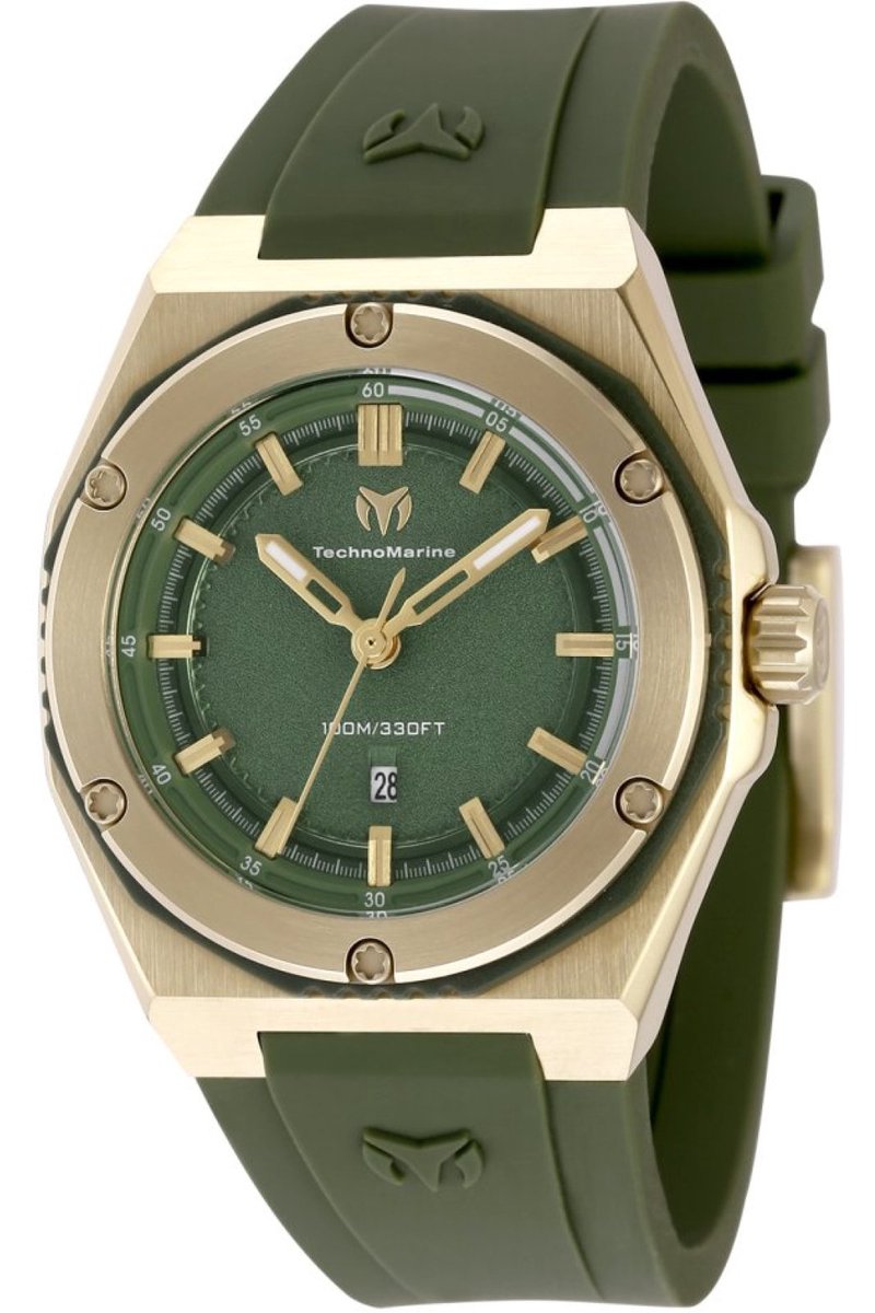 TechnoMarine CORAL - Legacy TM-416083 Dames Horloge - Waterdicht - Analoog - Quartz Uurwerk - Roestvrij Staal met groene Wijzerplaat - 36mm