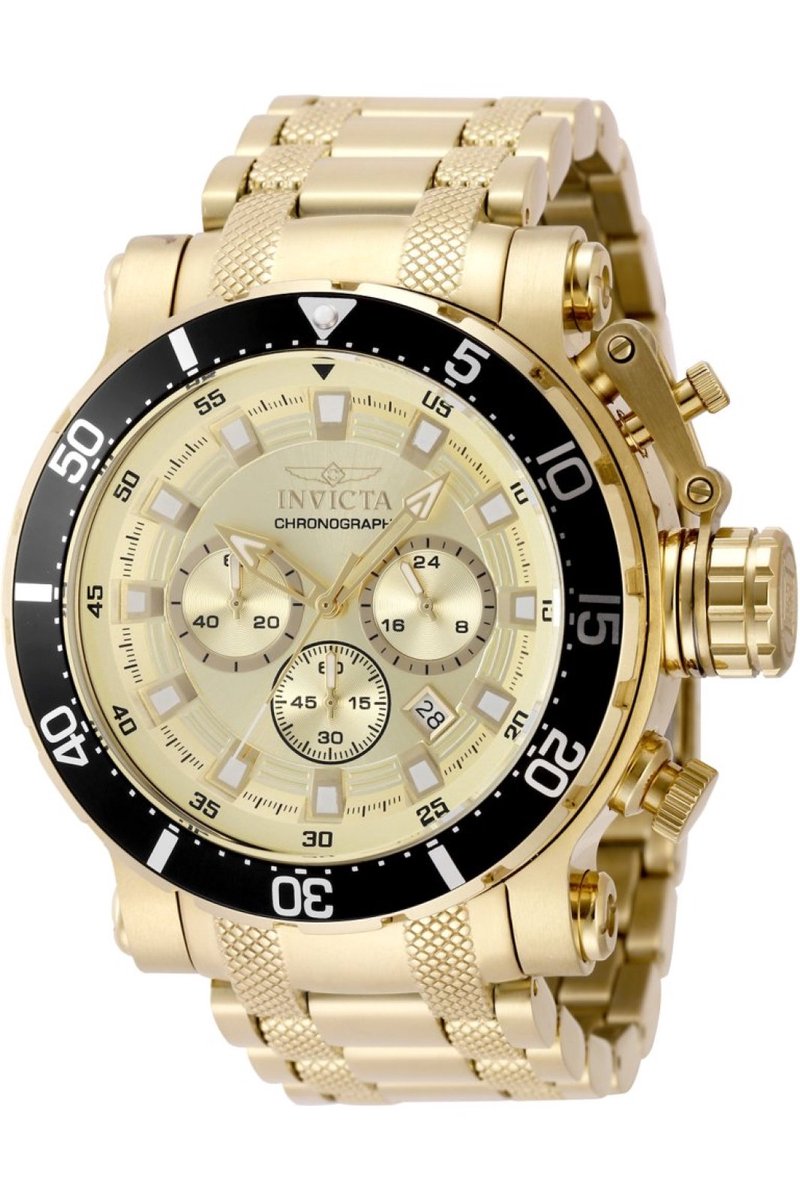 Invicta Coalition Forces 49093 Heren Horloge - Waterdicht - Analoog - Quartz Uurwerk - Roestvrij Staal met gouden Wijzerplaat - 52mm