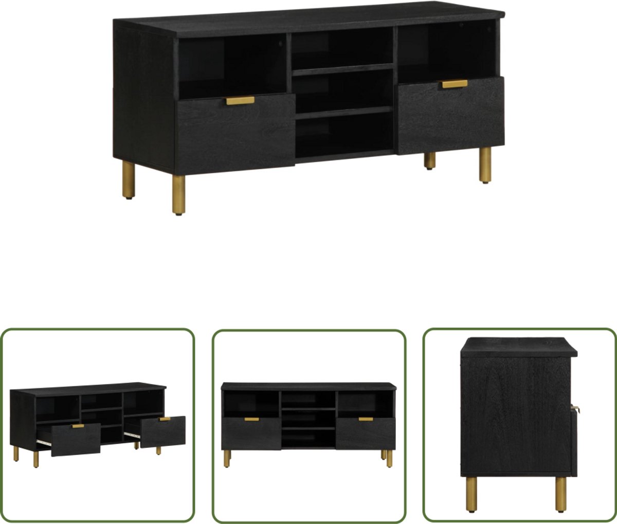 vidaXL Tv Kast - Tv-meubel - Tv-meubel 100x33x46 cm bewerkt hout zwart - Salontafel - Houten Tv-meubel - Zwart Tv-meubel