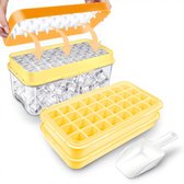 Bac à glaçons congelés - Bac à glaçons de qualité alimentaire avec couvercle - Bac à glaçons - 2 couches, jaune - Libère tous les glaçons en une seconde - Bac à glaçons