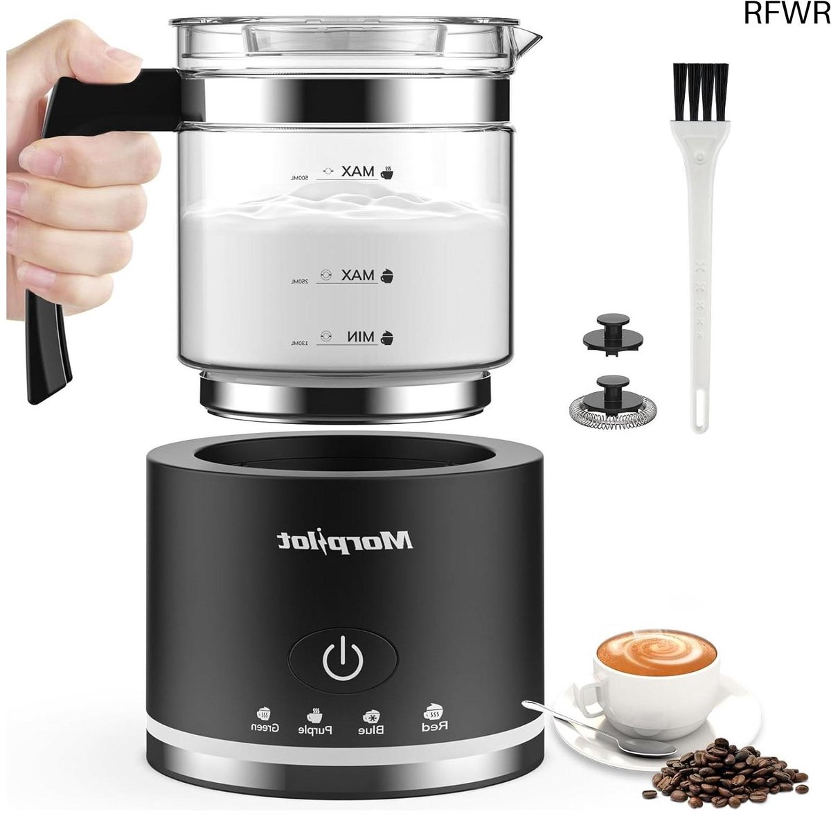 RFWR® Elektrische Melkopschuimer 4-in-1 500 ml - Voor Capuccino en Latte Art
