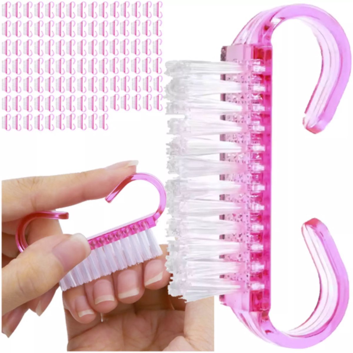 Soulima nagelborstels 100 stuks – wegwerp manicureborstels met ritsetui