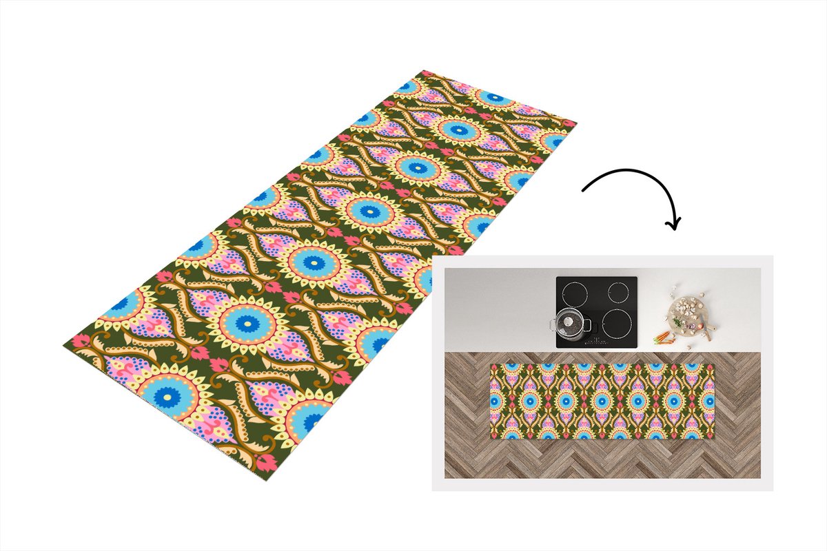 KitchenYeah Keukenloper 180x60 cm - Keukenmat vinyl Design - Orient - Retro - Keukenmatten loper - Keuken vloerkleed tapijt