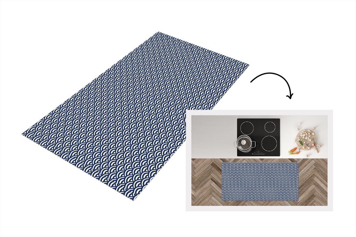 KitchenYeah Keukenloper 120x60 cm - Keukenmat vinyl Japan - Boog - Patronen - Keukenmatten loper - Keuken vloerkleed tapijt