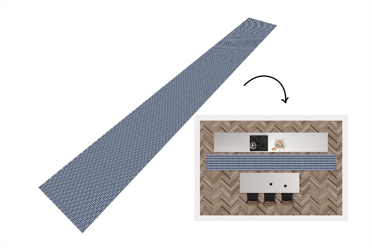 KitchenYeah Keukenloper 400x50 cm - Keukenmat vinyl Japan - Boog - Patronen - Keukenmatten loper - Keuken vloerkleed tapijt