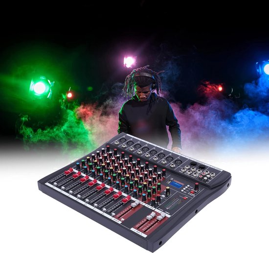 RFWR® 8-kanaals Bluetooth audio mixer met equalizer voor thuisstudio en live optredens — afbeelding 5