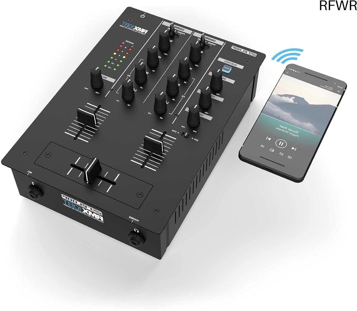 RFWR® 2-kanaals DJ-mixer met Bluetooth en 3-bands EQ voor muziek streaming