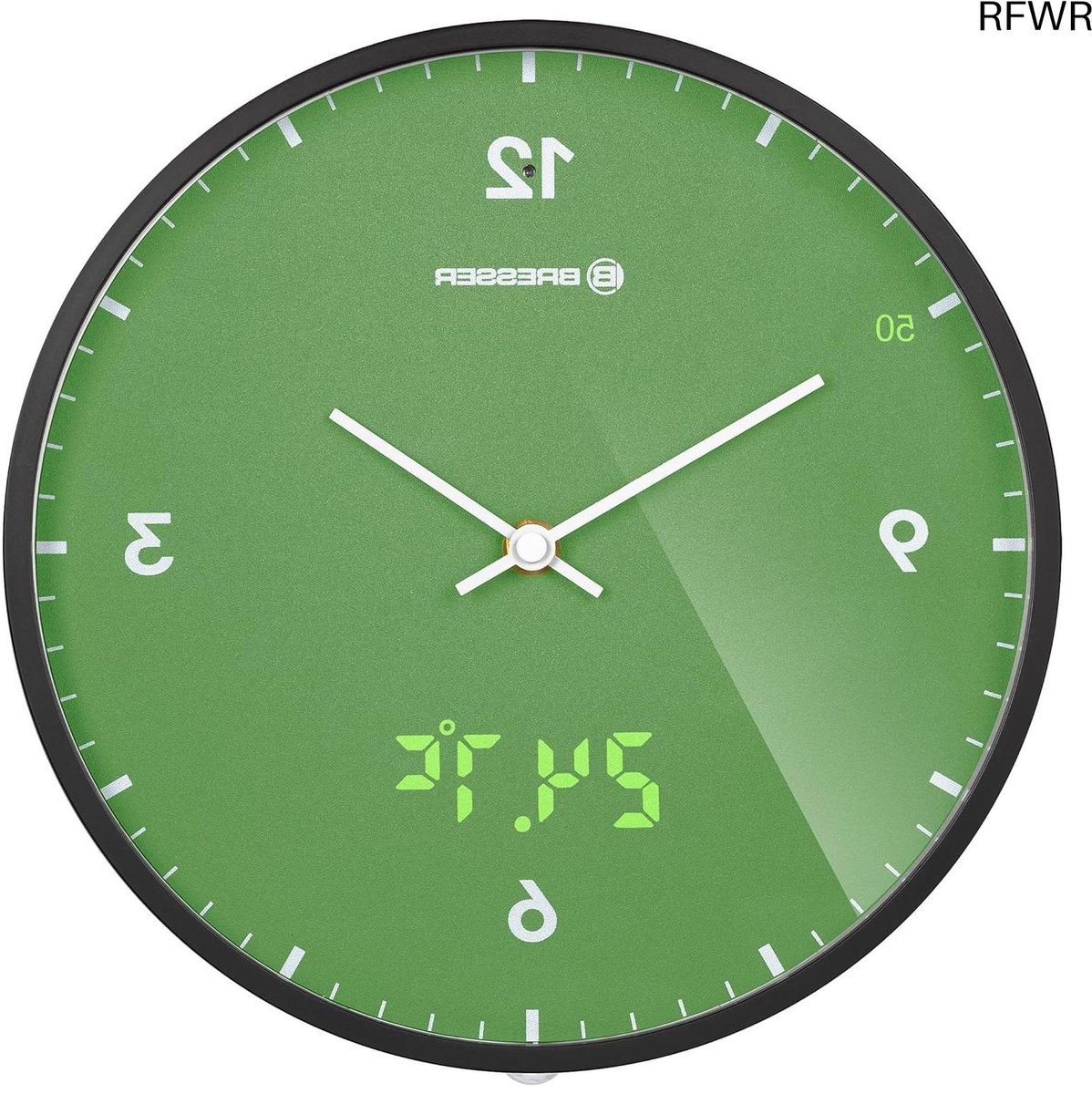 RFWR® Radiografische LED Wandklok met Temperatuurweergave en Geruisloze Secondeweergave - Stijlvol en Functioneel