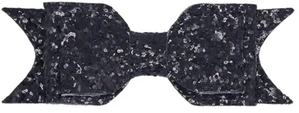 Zwarte glitter haarklem - Haarstrik met glitters - 9CM - Haarklemmetje - Glitterstrik - CHPN