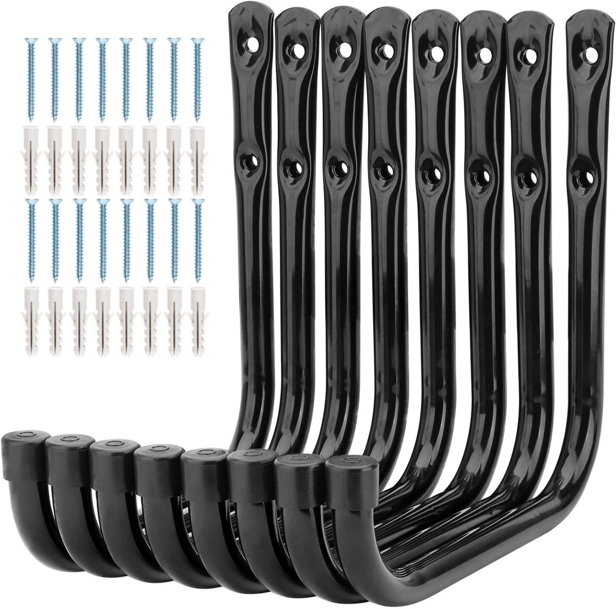 Ibenzoa® Set van 8 multifunctionele wandhaken voor garageopslag, ideaal voor fietsen en ladders